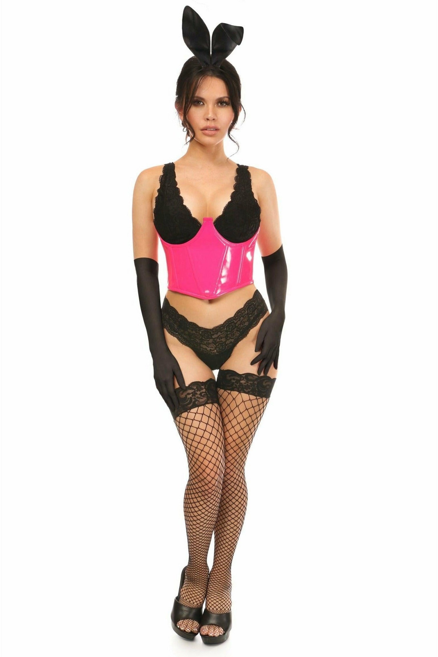 Lavish 4 PC Pink PVC Bunny Corset Costume