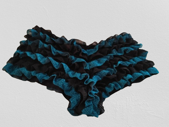 Black/Teal Glitter Ruffle Panty