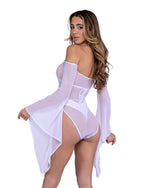 Roma Rave Festival Sheer Mesh Romper with Bell Sleeves