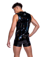 Roma Mens Rave Festival Vinyl with Iridescent Print Tank Top