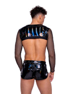 Roma Mens Rave Festival Vinyl with Iridescent Print Runner Shorts