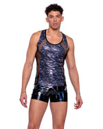 Roma Mens Rave Festival Vinyl with Iridescent Print Shorts