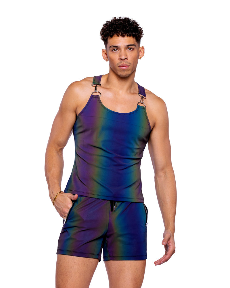 Roma Mens Rave Festival Reflective Shorts with Zipper Pockets