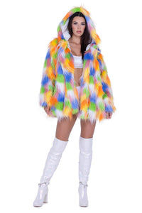 Rave FE293 - Thigh-High Hooded Fur Coat - J. Valentine