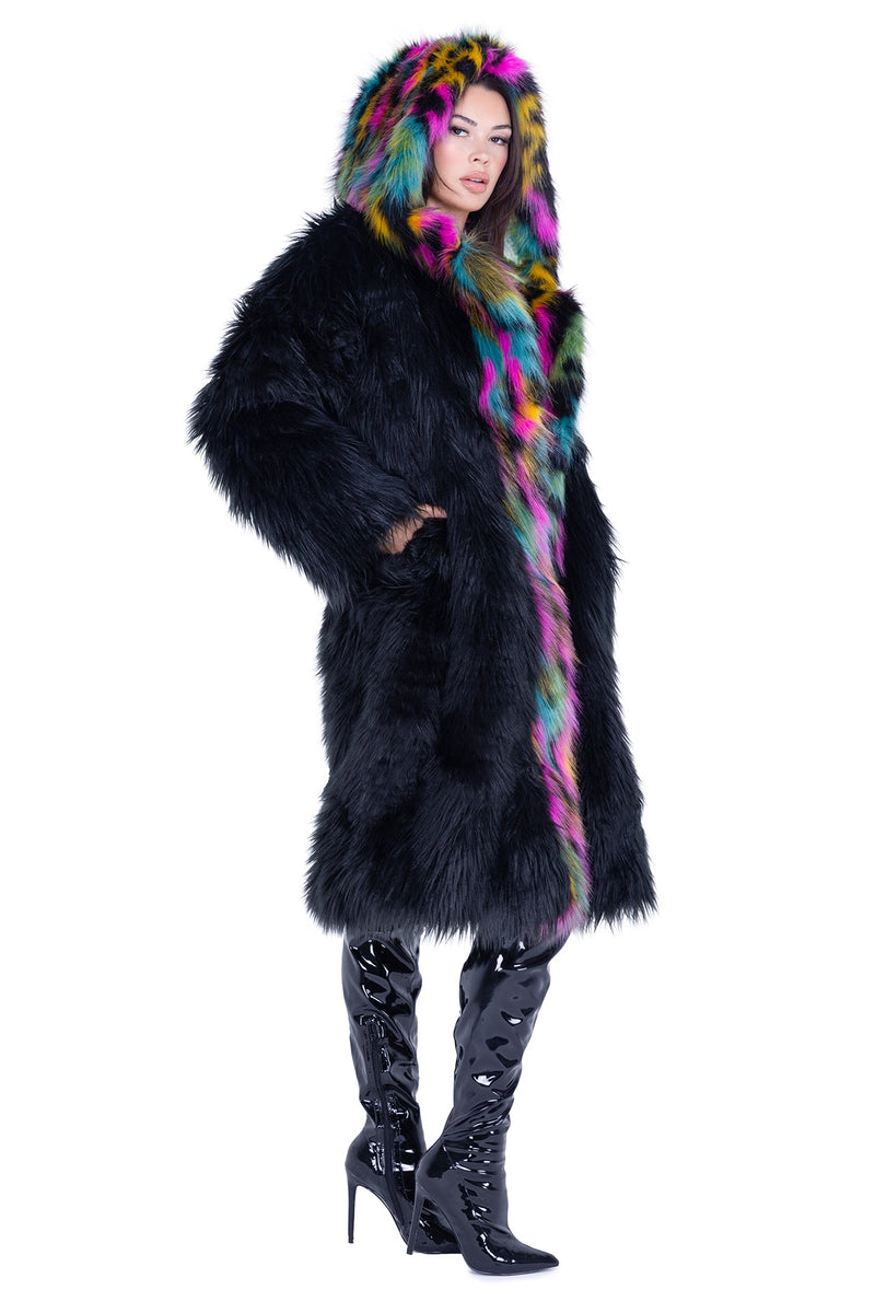 Rave FE294 - Mid-Length Hooded Fur Coat - J. Valentine