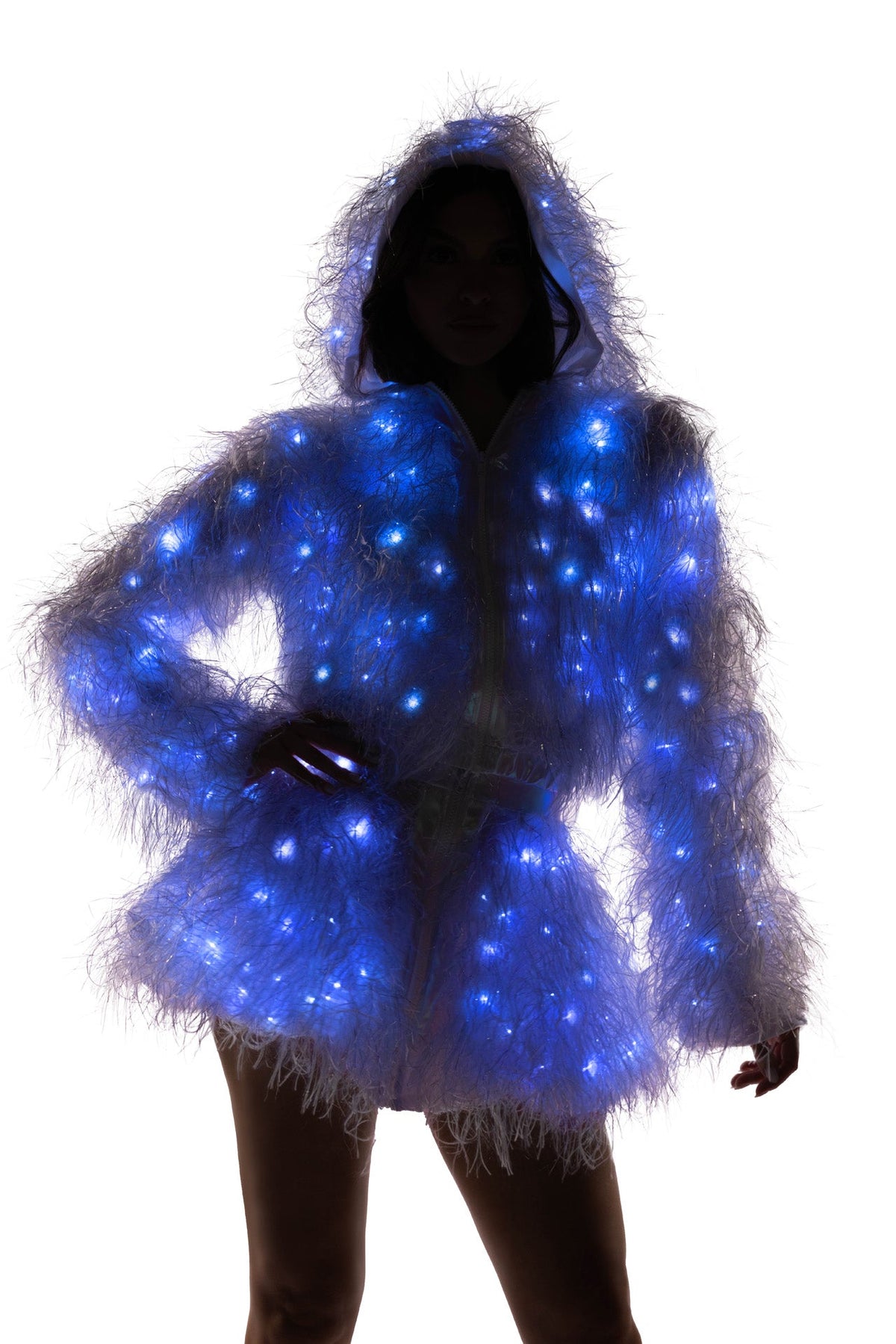 Rave FE298 - Light-Up Lurex Shag Hooded Cropped Jacket - J. Valentine