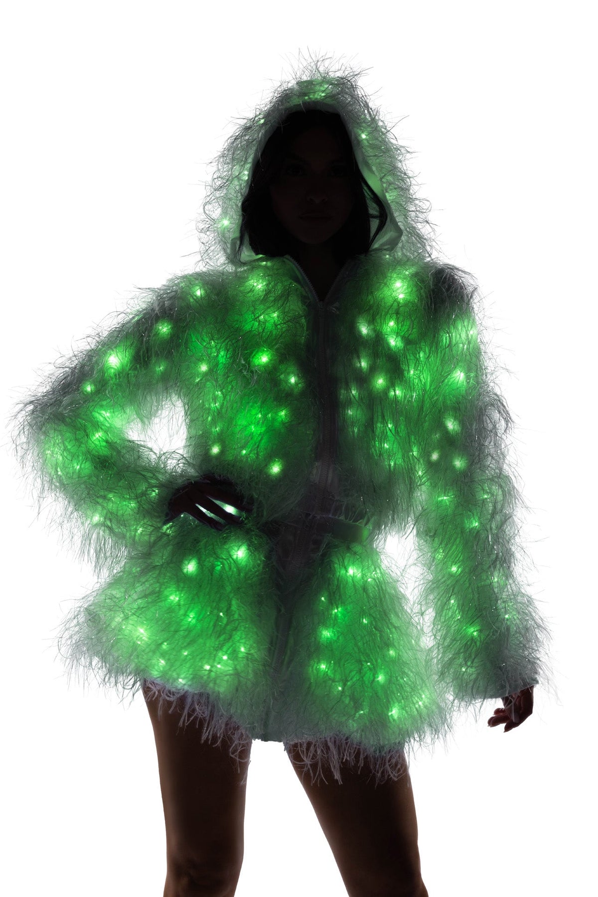 Rave FE298 - Light-Up Lurex Shag Hooded Cropped Jacket - J. Valentine