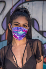 Electric Lavender Spandex Pleated Face Mask- Festival Rave Accessory-J. Valentine