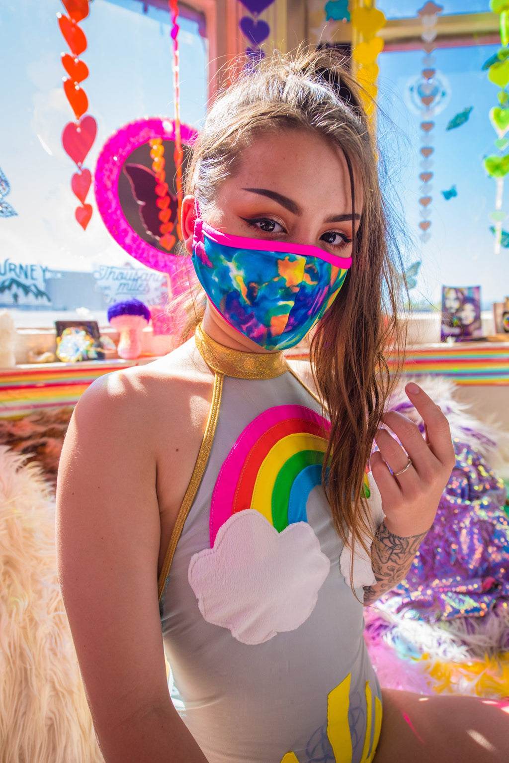 Tie-Dye Tailored Face Mask- Festival Rave Accessory-J. Valentine