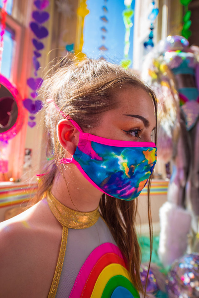 Tie-Dye Tailored Face Mask- Festival Rave Accessory-J. Valentine