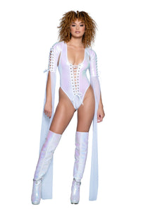 Rave JR100 - Unicorn Lace-Up Mesh Floor-Length Sleeve Shrug - J. Valentine