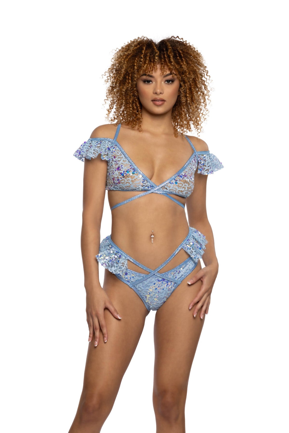 Rave JR129 - Sequin Lace Ruffle Wrap Bottom - J. Valentine