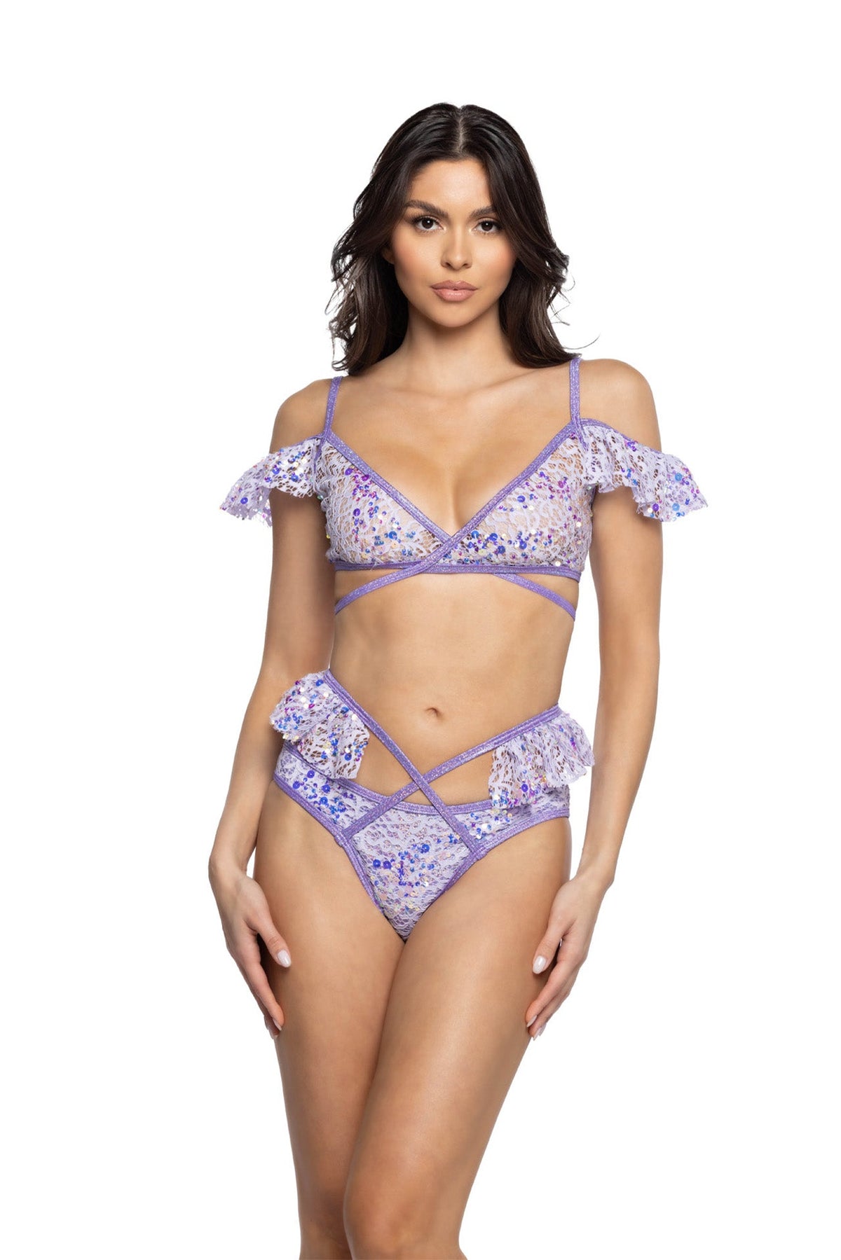 Rave JR129 - Sequin Lace Ruffle Wrap Bottom - J. Valentine