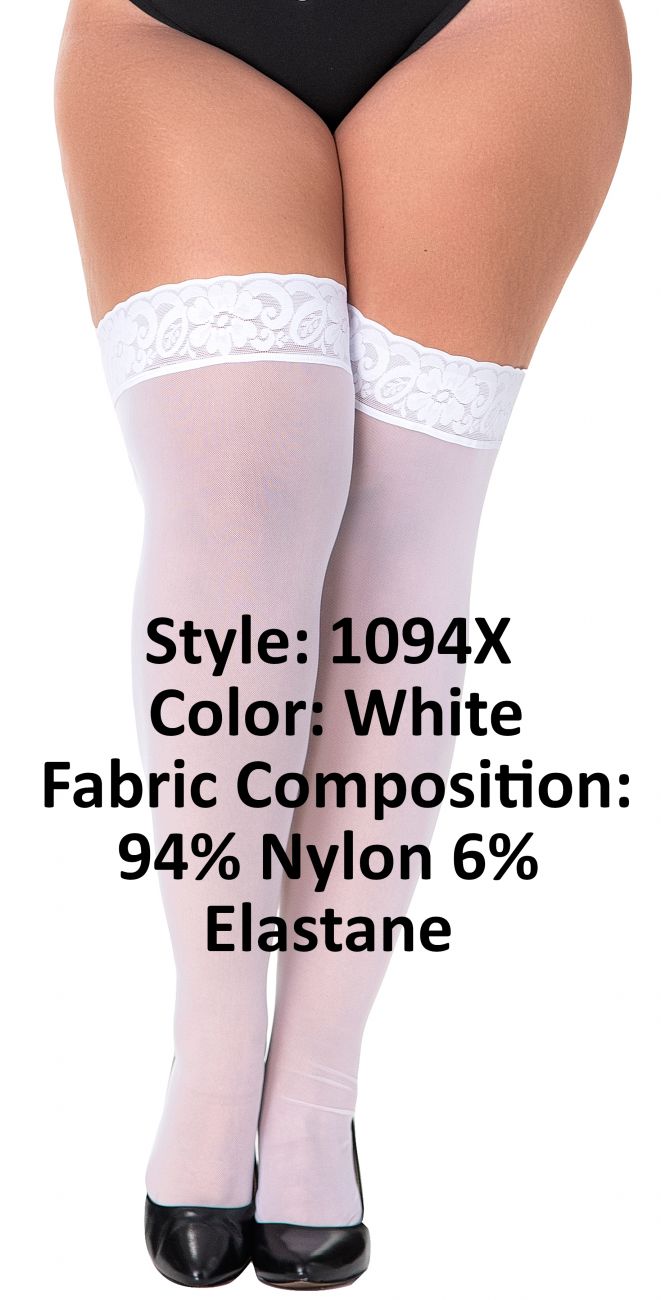 Mapale 1094X Curvy Size Mesh Thigh Highs Color White