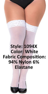 Mapale 1094X Curvy Size Mesh Thigh Highs Color White