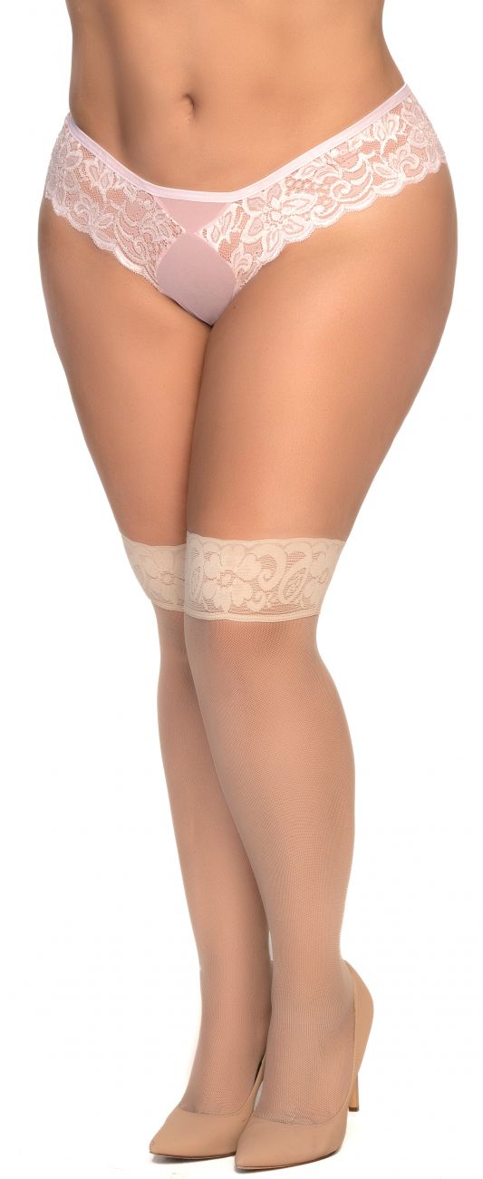 Mapale 1101X Curvy Size Mesh Thigh Highs Color Nude