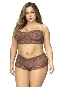 Mapale 206X Curvy Size Panty and Top Lace Set Color Cocoa