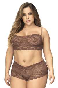 Mapale 206X Curvy Size Panty and Top Lace Set Color Cocoa