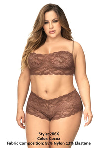 Mapale 206X Curvy Size Panty and Top Lace Set Color Cocoa