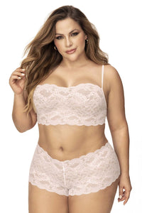 Mapale 206X Curvy Size Panty and Top Lace Set Color Ivory