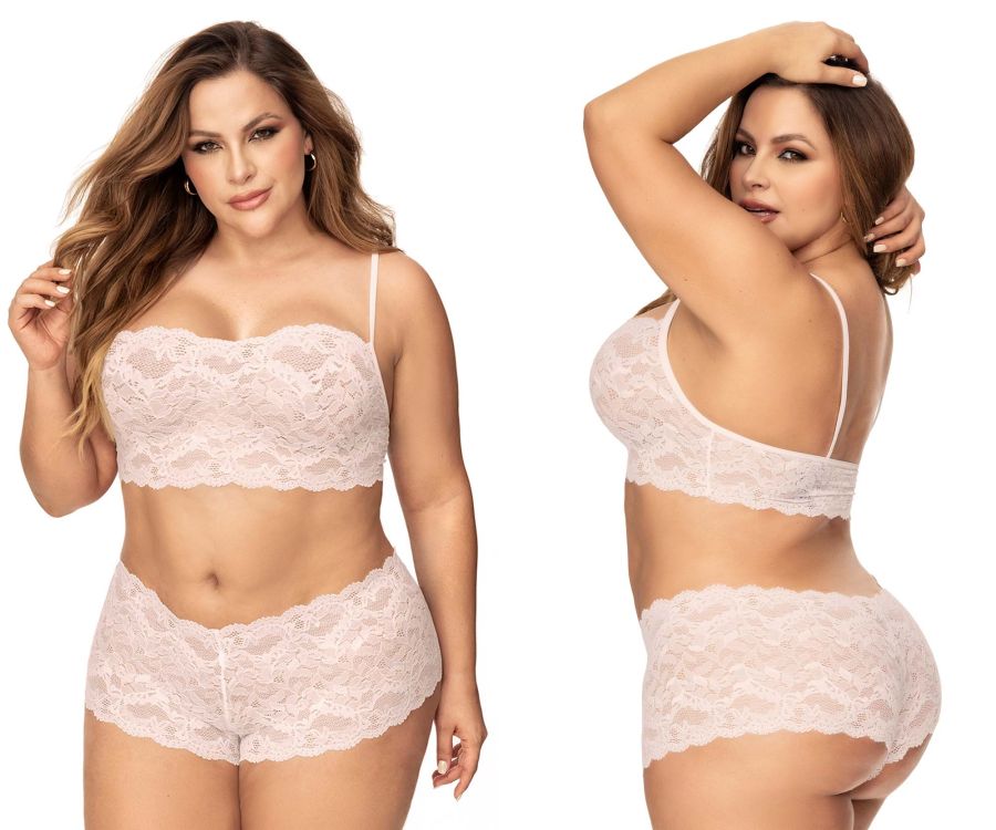 Mapale 206X Curvy Size Panty and Top Lace Set Color Ivory