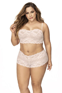 Mapale 206X Curvy Size Panty and Top Lace Set Color Ivory