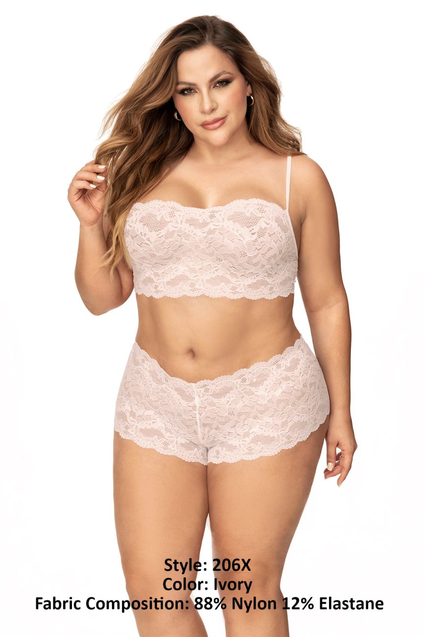 Mapale 206X Curvy Size Panty and Top Lace Set Color Ivory