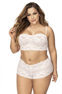 Mapale 206X Curvy Size Panty and Top Lace Set Color White