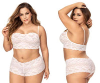 Mapale 206X Curvy Size Panty and Top Lace Set Color White