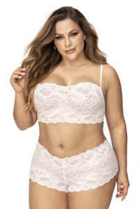 Mapale 206X Curvy Size Panty and Top Lace Set Color White