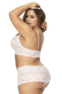 Mapale 206X Curvy Size Panty and Top Lace Set Color White