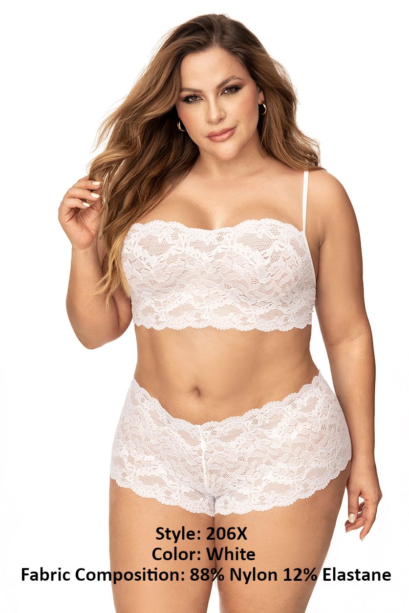 Mapale 206X Curvy Size Panty and Top Lace Set Color White