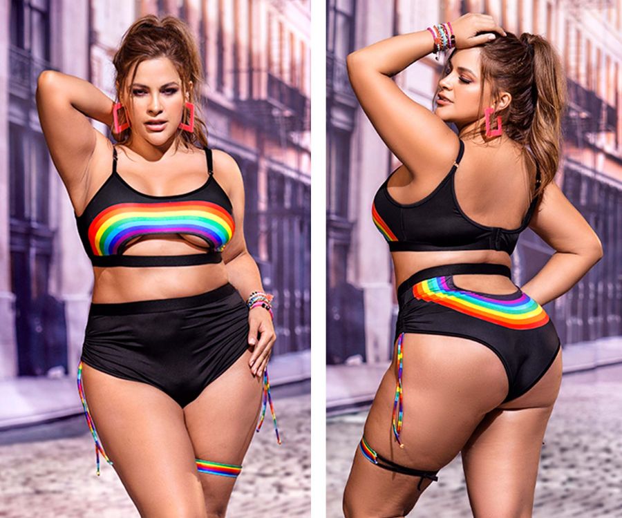 Mapale 2689X Curvy Size Two Piece Lingerie Set Color Black