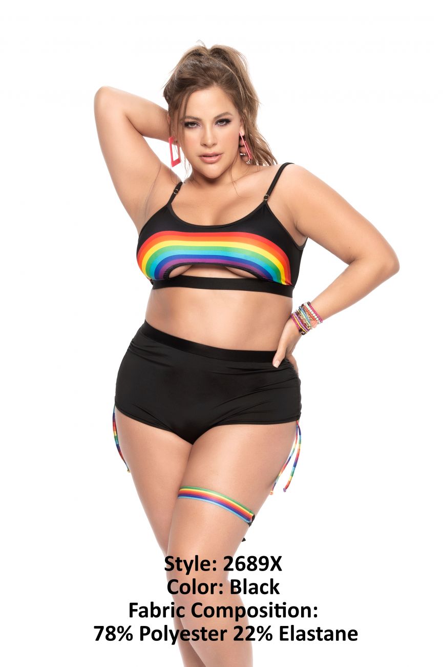 Mapale 2689X Curvy Size Two Piece Lingerie Set Color Black