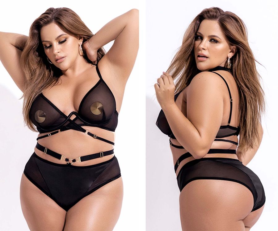 Mapale 2696X Curvy Size Two Piece Lingerie Set Color Black