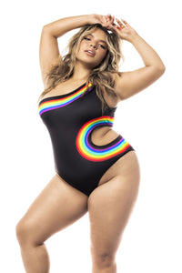 Mapale 2718X Curvy Size Bodysuit Color Black Prints