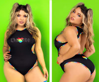 Mapale 2719X Curvy Size Bodysuit Color Black Prints