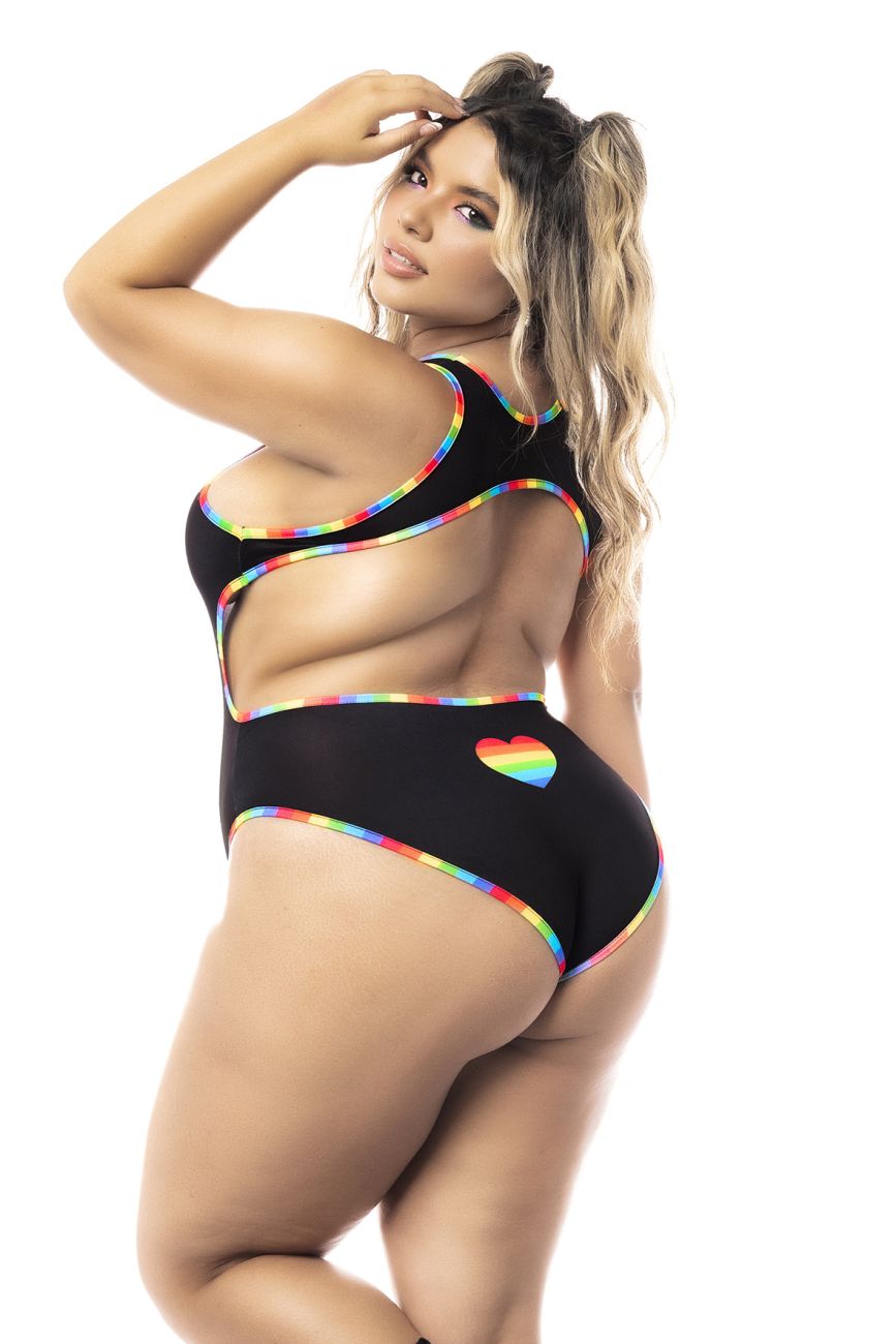 Mapale 2719X Curvy Size Bodysuit Color Black Prints