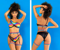 Mapale 2720 Three Piece Lingerie Set Color Black Prints