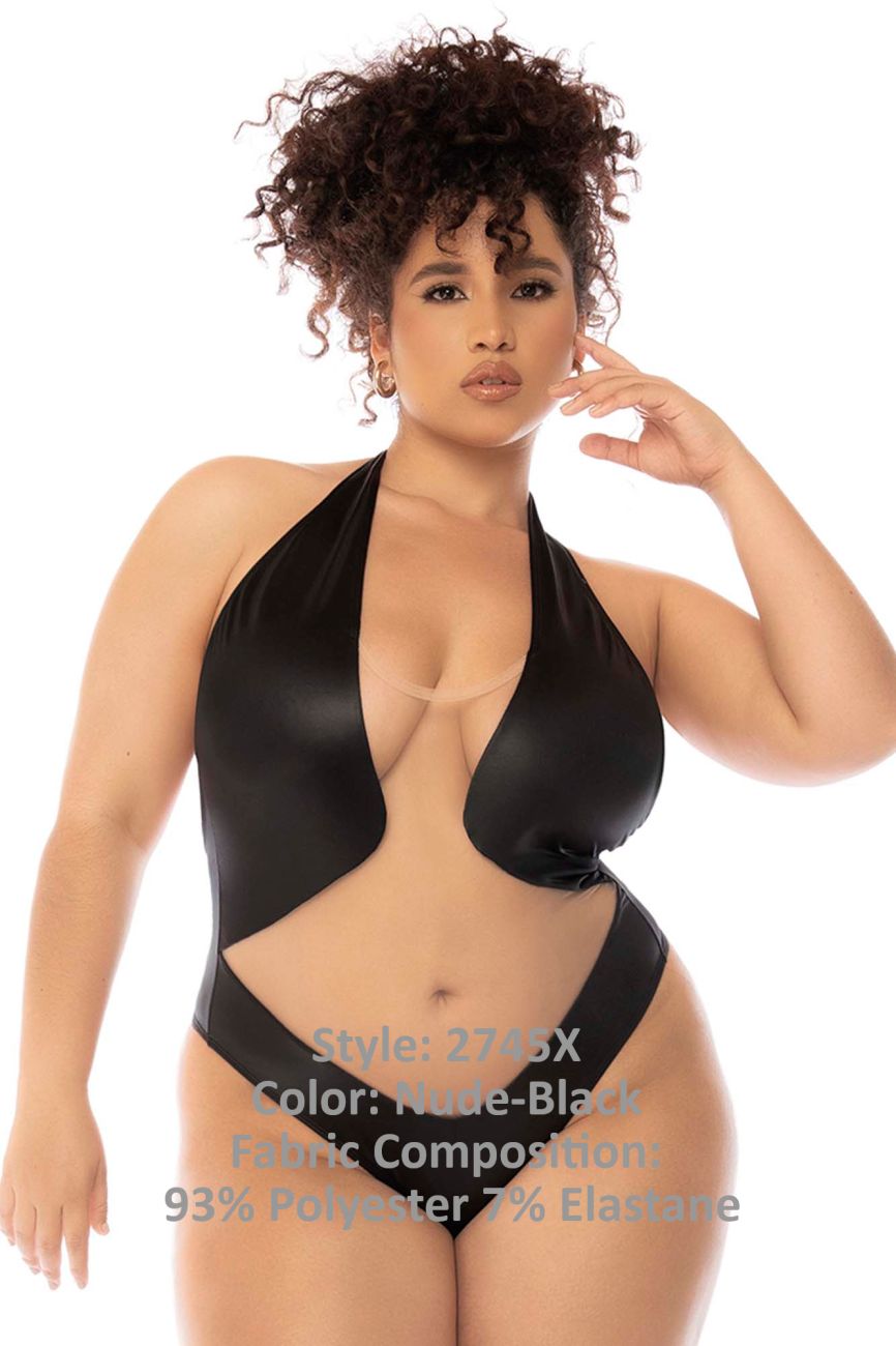 Mapale 2745X Curvy Size Romy Bodysuit Plus Color Nude-Black