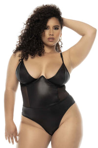 Mapale 2752X Curvy Size Bibi Bodysuit Plus Color Wet Look Black