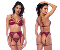 Mapale 2762 Three Piece Lingerie Set Color Gloss Wine