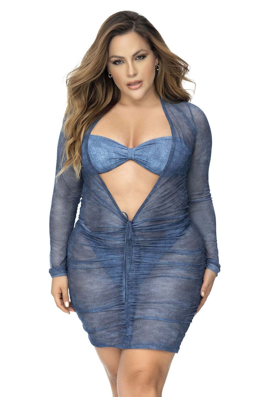 Mapale 47012X Curvy Size Beach Dress Cover Up Color Blue Chambray