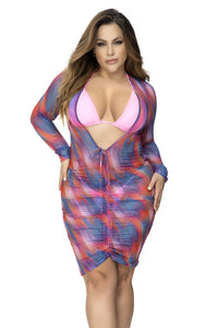 Mapale 47012X Curvy Size Beach Dress Cover Up Color Sunset Print