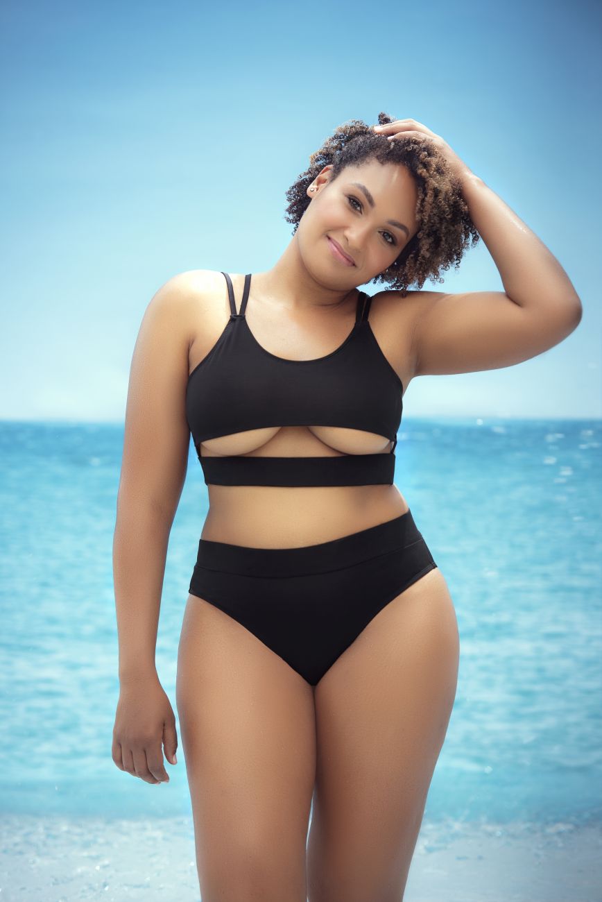 Mapale 6604X Curvy Size Two Piece Swimsuit Color Black