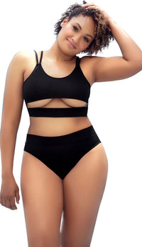 Mapale 6604X Curvy Size Two Piece Swimsuit Color Black