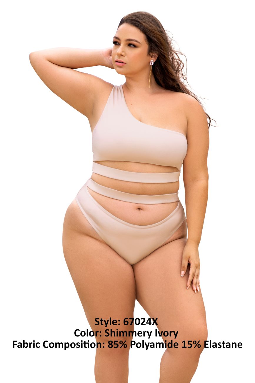 Mapale 67024X Curvy Size Two Piece Swimsuit Color Shimmery Ivory