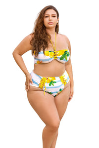 Mapale 67037X Curvy Size Reversible Two Piece Swimsuit Color Yellow-Citrus Print