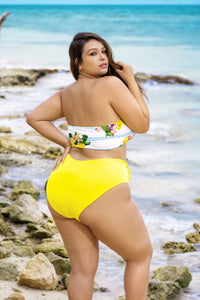 Mapale 67037X Curvy Size Reversible Two Piece Swimsuit Color Yellow-Citrus Print