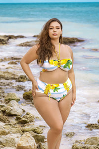 Mapale 67037X Curvy Size Reversible Two Piece Swimsuit Color Yellow-Citrus Print